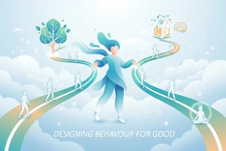 Marketer designing light paths representing behaviour change for better lives.
