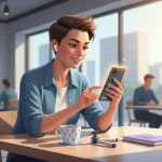 Person creating content on phone representing mobile‑first marketing efficiency