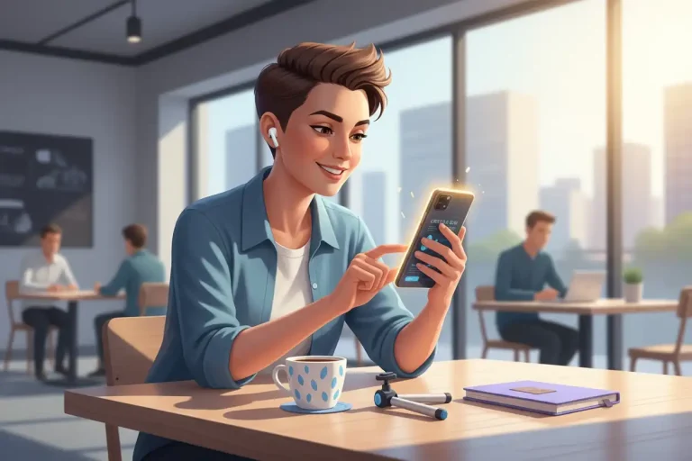 Person creating content on phone representing mobile‑first marketing efficiency