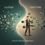 Entrepreneur building sustainable income system instead of chasing passive profit shortcuts.