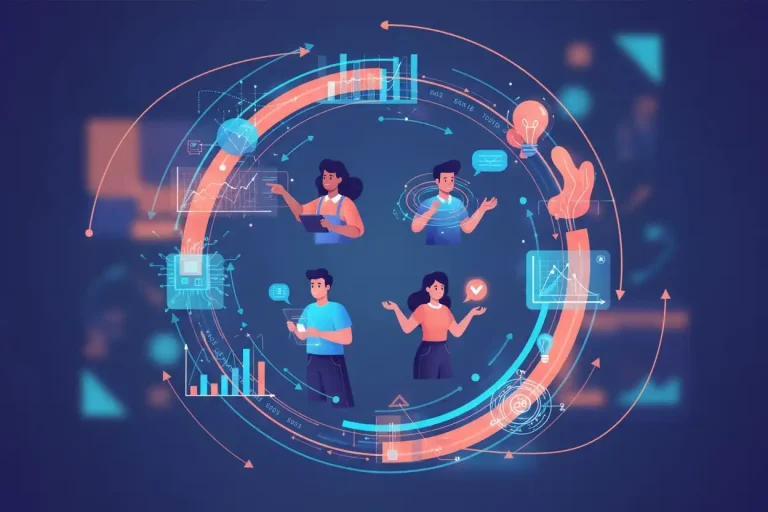 Founder combining data charts with creative ideas representing harmony of analytics and creativity.