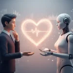 Human and AI working together representing ethics and empathy in automated business systems.
