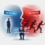 Customers reacting more strongly to “Don’t Miss Out” message representing loss aversion effect in marketing.