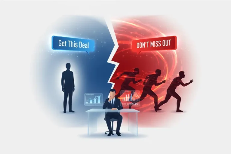 Customers reacting more strongly to “Don’t Miss Out” message representing loss aversion effect in marketing.