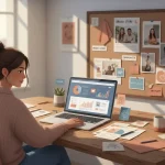 Person studying data and notes representing research into niche brand positioning