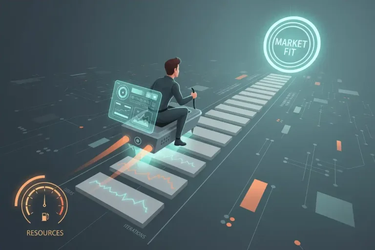 Founder steering startup toward market fit before fuel or runway runs out.