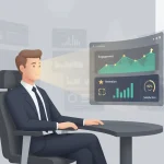 Founder reviewing focused glowing data showing meaningful metrics over vanity numbers.