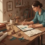 Designer working with creative tools representing unique passion turned into career.