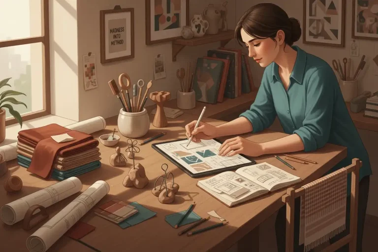 Designer working with creative tools representing unique passion turned into career.
