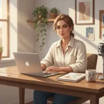 Person in workspace representing individuality and personality as brand strategy.