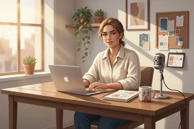 Person in workspace representing individuality and personality as brand strategy.