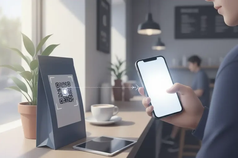 Person scanning QR code on product, linking physical to digital marketing
