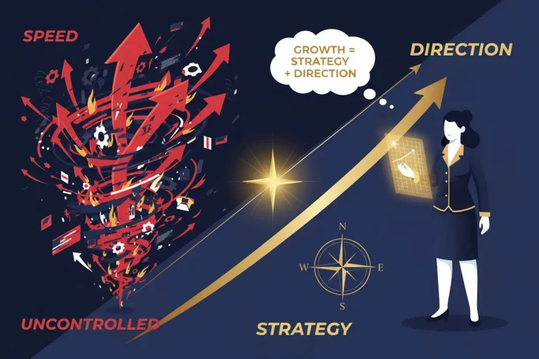 Founder choosing strategy and direction over uncontrolled startup growth.