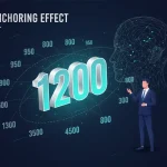Glowing first price setting perception for later prices representing the anchoring effect in marketing.