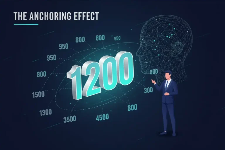 Glowing first price setting perception for later prices representing the anchoring effect in marketing.