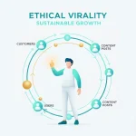 Founder managing glowing circular network representing viral loops built on authentic engagement.