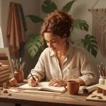 Person deeply focused on creative task representing satisfaction of niche work